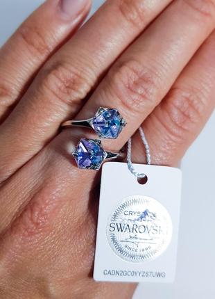 Шикарное серебряное блестящее кольцо серебро оригинал кристаллы swarovski подарок девушке жене маме