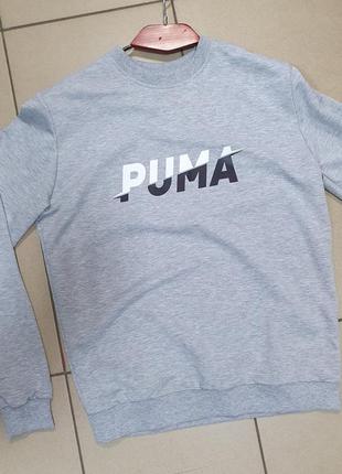 Свитшот мужской puma m-3xl двунить арт.1203, цвет графит, международный размер xxl, размер мужской одежды (ru)2 фото