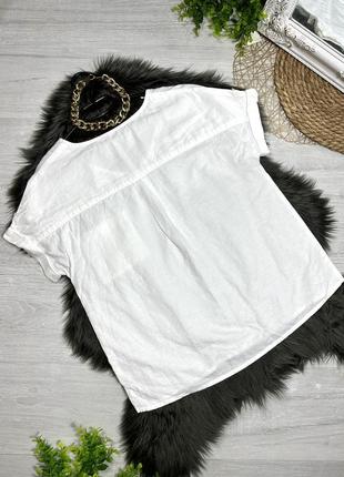Качественная белоснежная льняная блуза4 фото