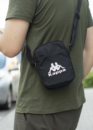 Чорна барсетка kappa/ чоловіча спортивна сумка через плече каппа тканинні/сумка kappa/месендж