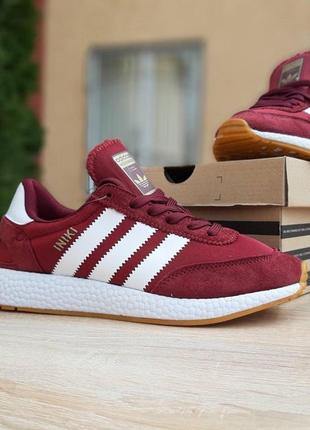 Кроссовки мужские adidas iniki (бордовые) повседневные кроссы