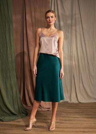 Женская юбка миди из шелковой ткани, красивая стильная атласная юбка, легкая летняя женская атласная юбка миди2 фото