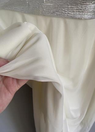 Платье сарафан белое с серебристым верхом шифоновое на подкладке , металлик свадебное3 фото