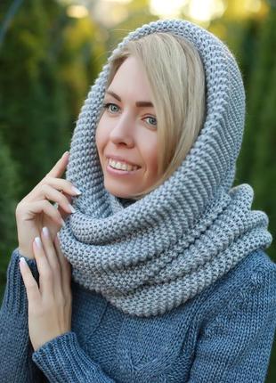 Тёплый вязаный шарф хомут
