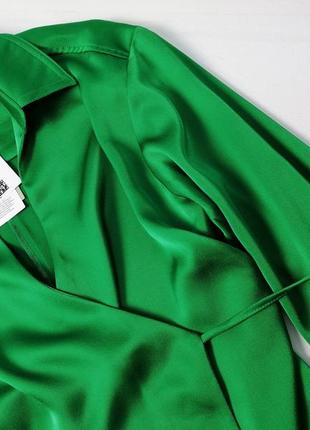 Новое зеленое атласное платье на запах h&m5 фото