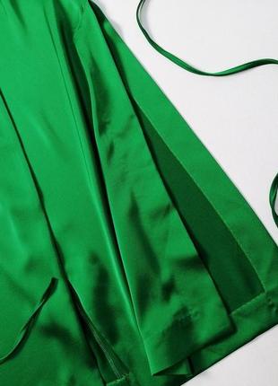 Новое зеленое атласное платье на запах h&m8 фото