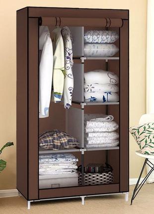 Тканинна шафа складана storage wardrobe km-105 на 2 секції (106х45х170 см), органайзер для одягу4 фото