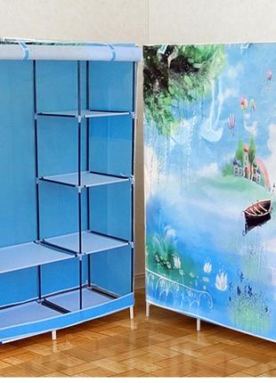 Тканинна шафа складана storage wardrobe km-105 на 2 секції (106х45х170 см), органайзер для одягу3 фото