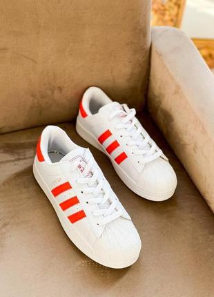 Женские кроссовки великолепного качества adidas superstar white and red размеры 36-405 фото