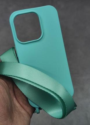 Чехол silicone case crossbody на iphone 14 pro якркз плечо на ленте