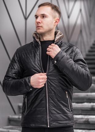 Мужская зимняя куртка capital эко-кожа с меховой подкладкой до -15 °с черная размер 48 s3 фото