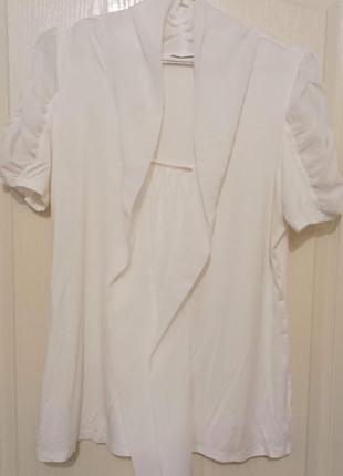 Белоснежная блузка из эластичного трикотажа щадящего шифона2 фото
