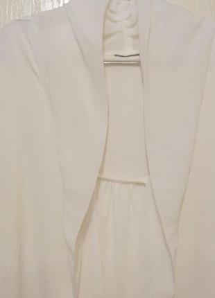 Белоснежная блузка из эластичного трикотажа щадящего шифона3 фото