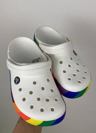 Женские кроксы сабо crocs crocband rainbow