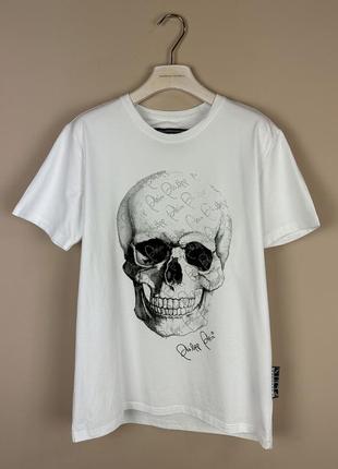 Philipp plein lagerfeld balmain cos футболка базовая белая с черепом монограмм логотип белоснежная унисекс кофта инкрустированной кристаллы пайетки