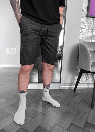Базовые качественные костюмные шорты стильные мужские молодежные деловые полосатые в полоску1 фото