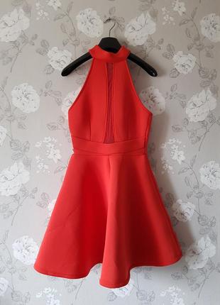 Шикарное красное платье,неопреновое платье с пышной юбкой,платье на новый год/вечеринку7 фото