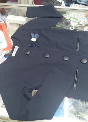 Школьный пиджак кофта на пуговицах для девочки синяя р.116 - 1527 фото