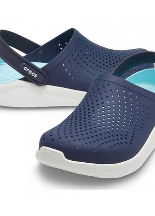 Крокси crocs literide ​​clog navy/almost white (темносині-блакитні)