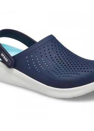 Кроксы crocs literide clog navy/almost white (темносиние-голубые)2 фото