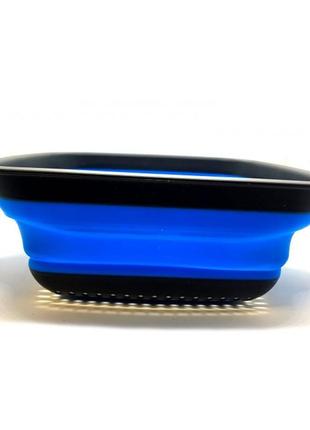 Друшляк силіконовий складаний з ручками прямокутний синій (29х21х8 см)3 фото