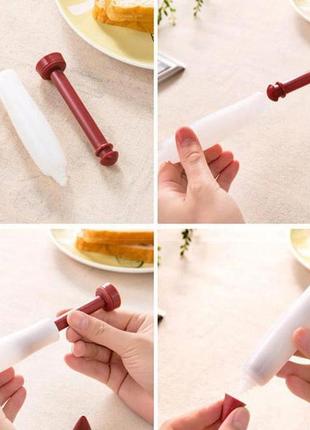 Кондитерський олівець-шприц силіконовий 13,5 см, ручка для малювання на десертах (червоний)5 фото