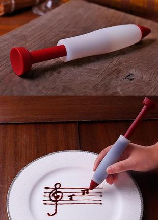 Кондитерський олівець-шприц силіконовий 13,5 см, ручка для малювання на десертах (червоний)7 фото