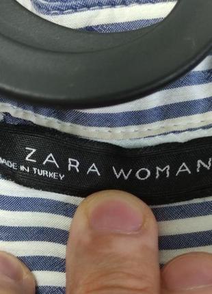 Zara woman eur m шелк рубашка в полоску серая - голубая шелковая блуза4 фото