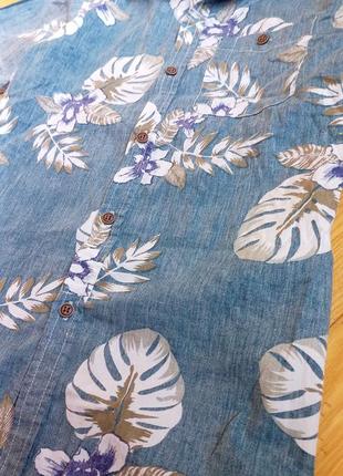 Летняя рубашка гаваи с пальмовыми листьями rebel для мальчика  / котоновая рубашка сорочка / голубая джинсовая рубашка2 фото