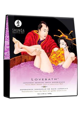 Гель для ванни shunga lovebath – sensual lotus 650гр, робить воду ароматним желе зі spa ефектом1 фото