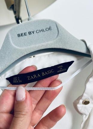 Красивая белоснежная рубашка zara 100% хлопок рукава делаются короткие7 фото