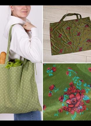 Ткань сумка шоппер в цветочный принт 58*42 см1 фото
