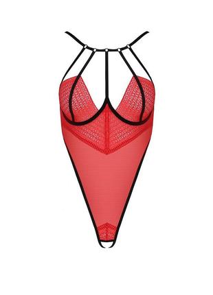 Боді з високим вирізом стегна akita body red l/xl - passion exclusive5 фото