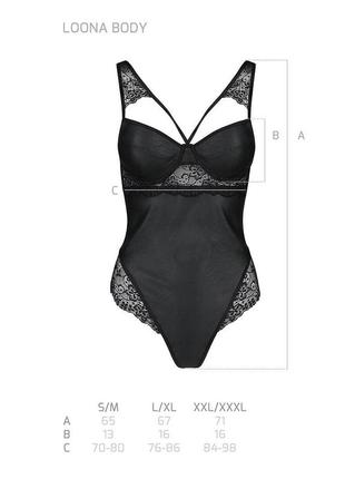 Боді з еко-шкіри та мережива loona body black s/m - passion5 фото