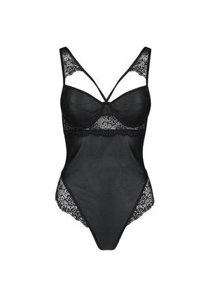 Боді з еко-шкіри та мережива loona body black s/m - passion3 фото