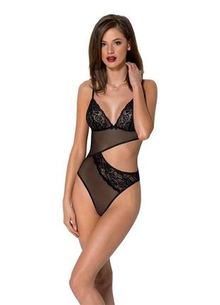 Боди с ажурным лифом christa body black xxl/xxxl — passion