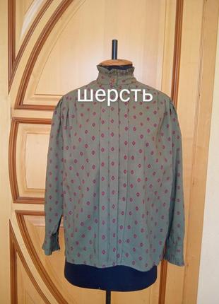 Винтажная шерстяная рубашка оверсайз с объёмными рукавами aquascutum
