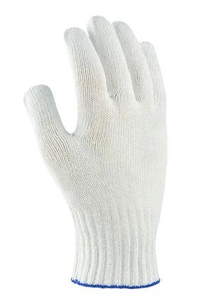 Трикотажные перчатки белые с синей точкой doloni  - (520)