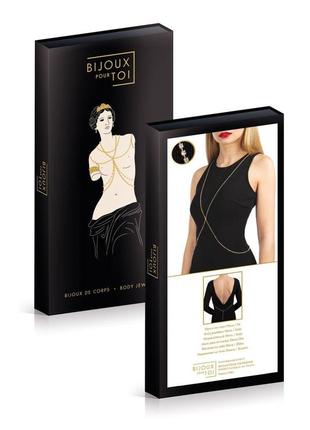 Золота ланцюжка для бюста bijoux pour toi — elena gold зі стразами3 фото