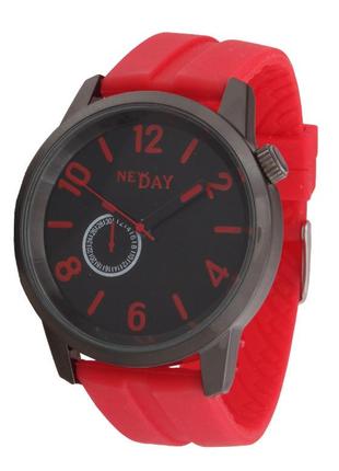 Годинник чоловічий на червоному ремені ndm326h