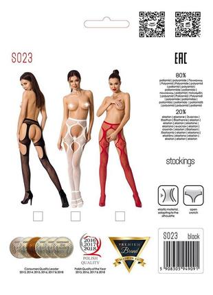 Эротические колготки-бодистокинг passion s023 red, имитация чулок с секси ромбами и пояском5 фото