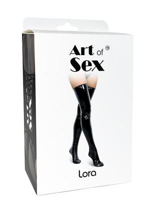 Сексуальные виниловые чулки art of sex - lora, размер s, цвет черный4 фото
