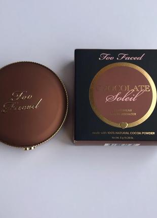 Матовий бронзер too faced chocolate soleil matte bronzer. 8g. оригінал. новий. терміни в нормі 📦є відправка новою поштою5 фото