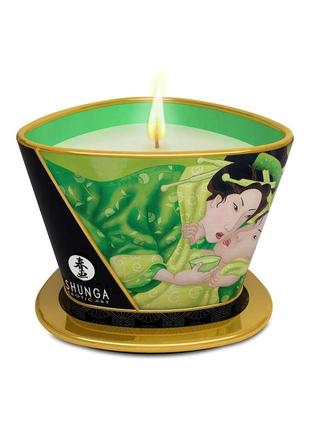 Масажна свічка shunga massage candle – exotic green tea (170 мл)  з афродизіаками1 фото