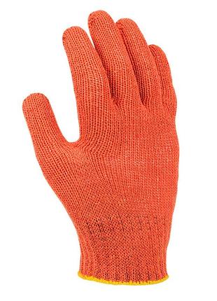Перчатки трикотажные оранжевые с пвх точкой doloni  - (15300)1 фото