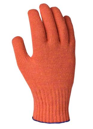 Перчатки оранжевые трикотажные с синей точкой doloni  - (526)3 фото