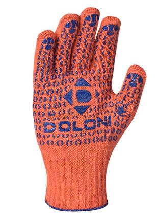 Перчатки оранжевые трикотажные с синей точкой doloni  - (526)2 фото