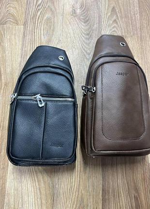 Чоловіча сумка-бананка jasper collection на груди з usb-портом та плечовим ременем kb-2378-black
