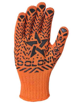 Перчатки трикотажные оранжевые из пвх 12 размер doloni  - (5664)2 фото