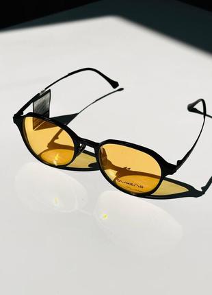 Солнцезащитные поляризованные очки с сменными линзами, крепление на магните, оправа металлическая4 фото